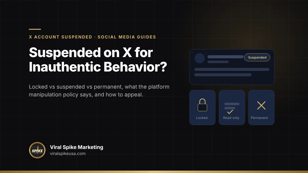 X (Twitter) account suspended for inauthentic behavior: platform manipulation policy, locked vs suspended states, and the appeal